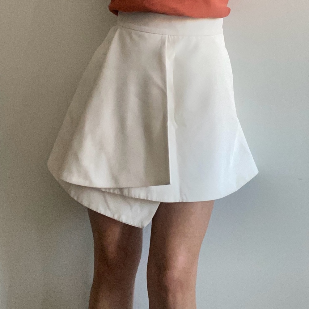 Asymmetrical White Formal Skirt